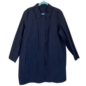 Lands’ End Wmns XL Black Long Trenchcoat Removable Insulation Polyester Read!